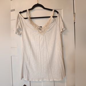 Ella Moss Tank Top sz S shirt tunic off shoulder cream white boho lace blouse